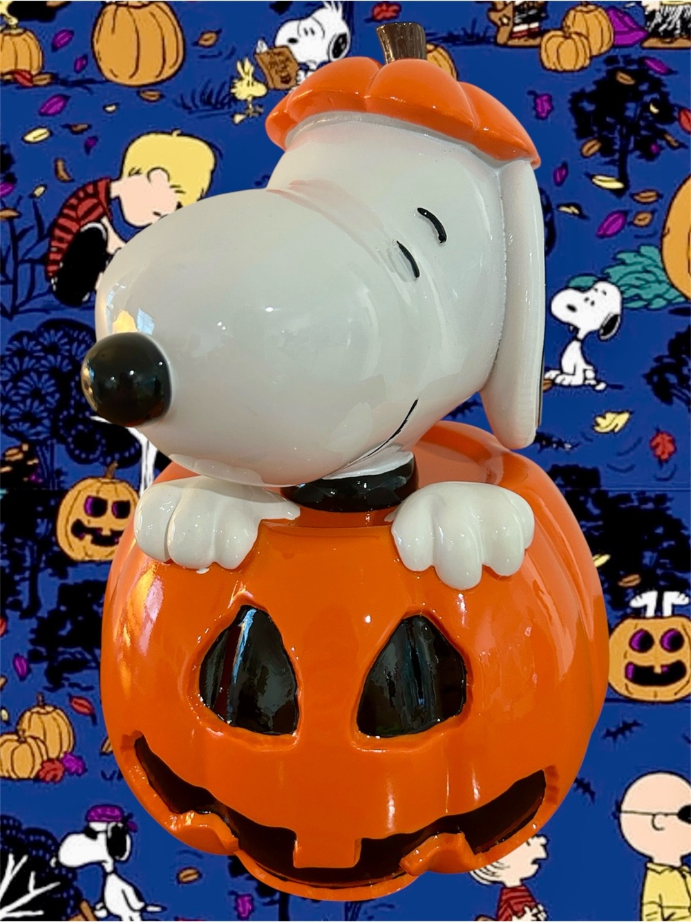 Peanuts Snoopy Pumpkin Table Top Accent - Orange, White, Black